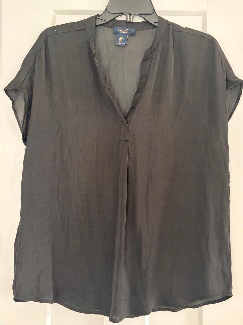 Rachel Black Cap Sleeve V-Neck Blouse